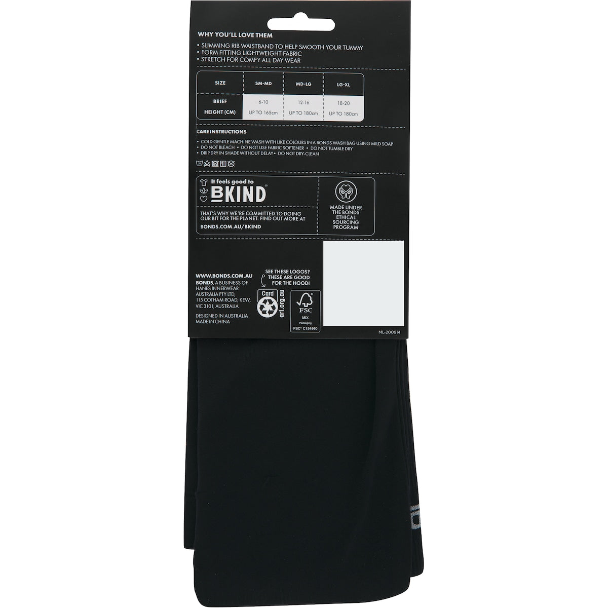 Bonds Flex Leggings Black Medium- Large Each