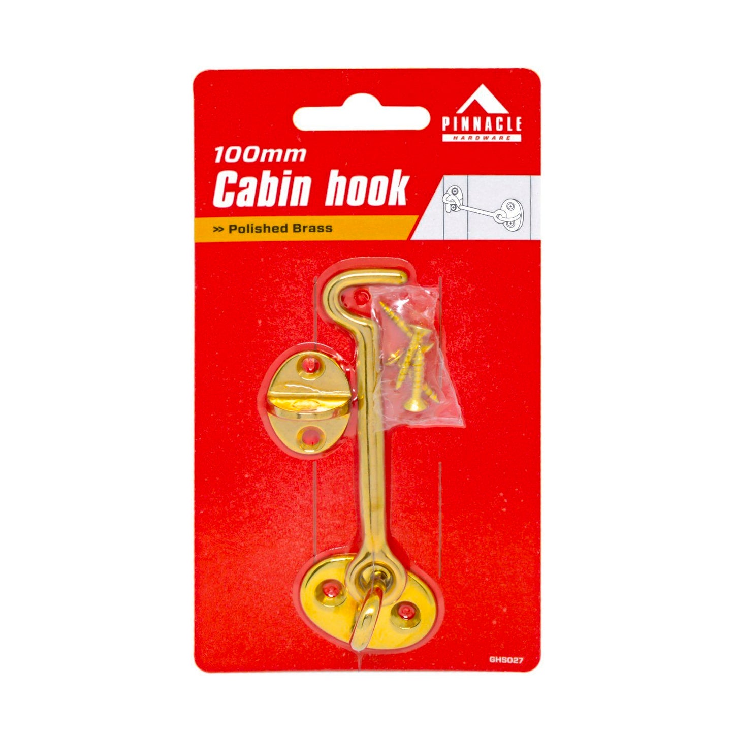 Pinnacle Cabin Hook - 100mm - Polished Brass