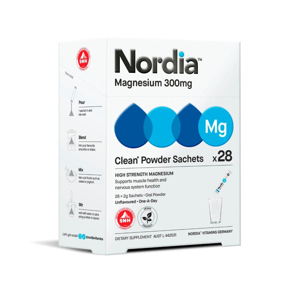 Nordia Magnesium 300mg Powder Sachets - 28 Pack