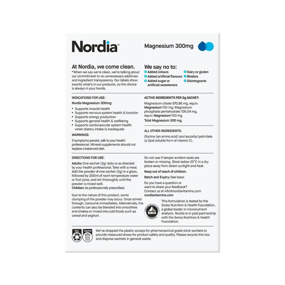 Nordia Magnesium 300mg Powder Sachets - 28 Pack