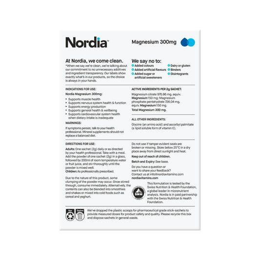 Nordia Magnesium 300mg Powder Sachets - 28 Pack