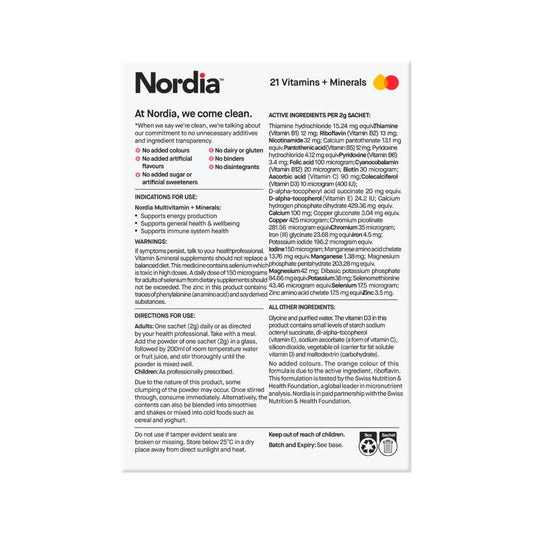 Nordia Multivitamin + Minerals Powder Sachets - 28 Pack
