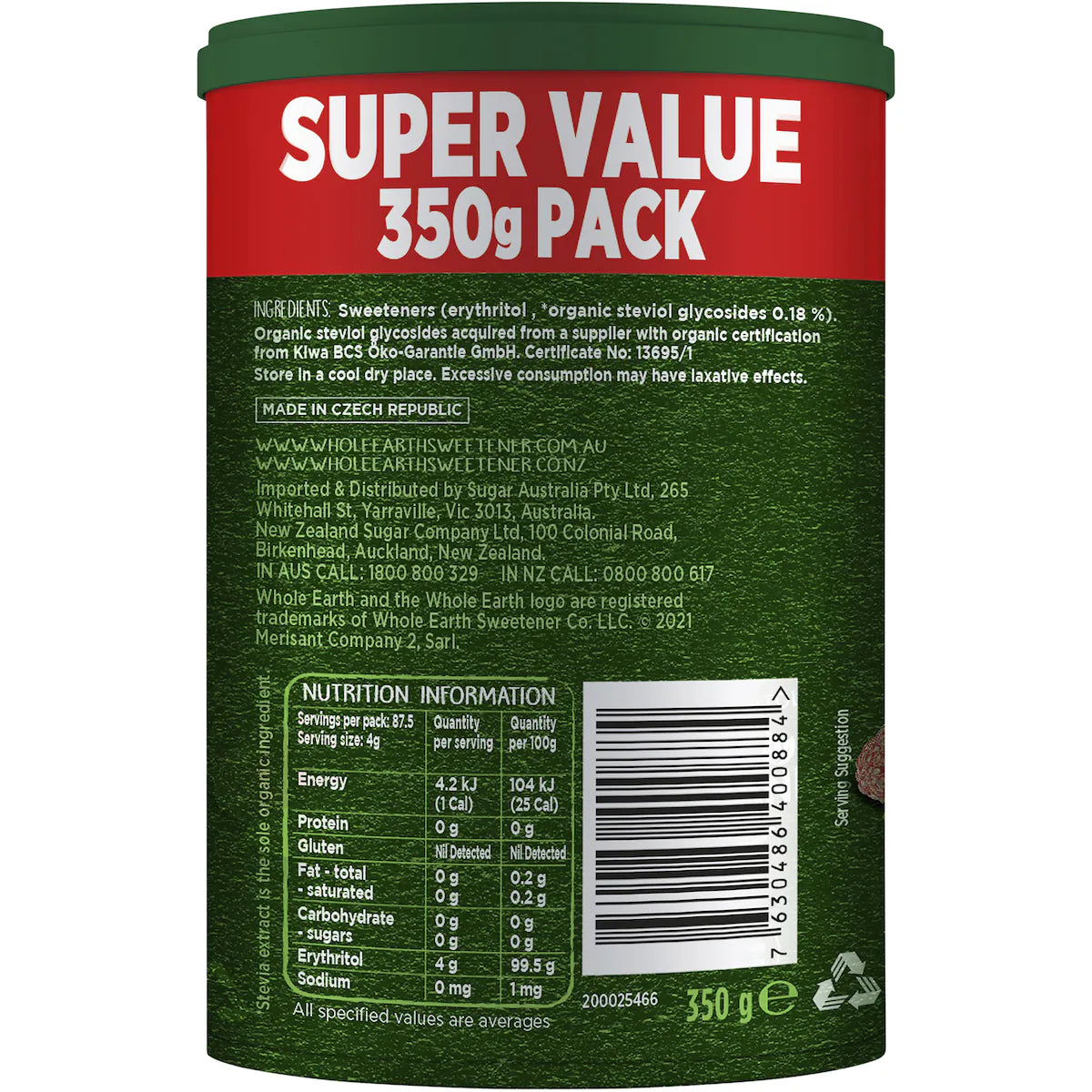 Whole Earth Stevia Sugar Replacement Super Valuepack | 350g