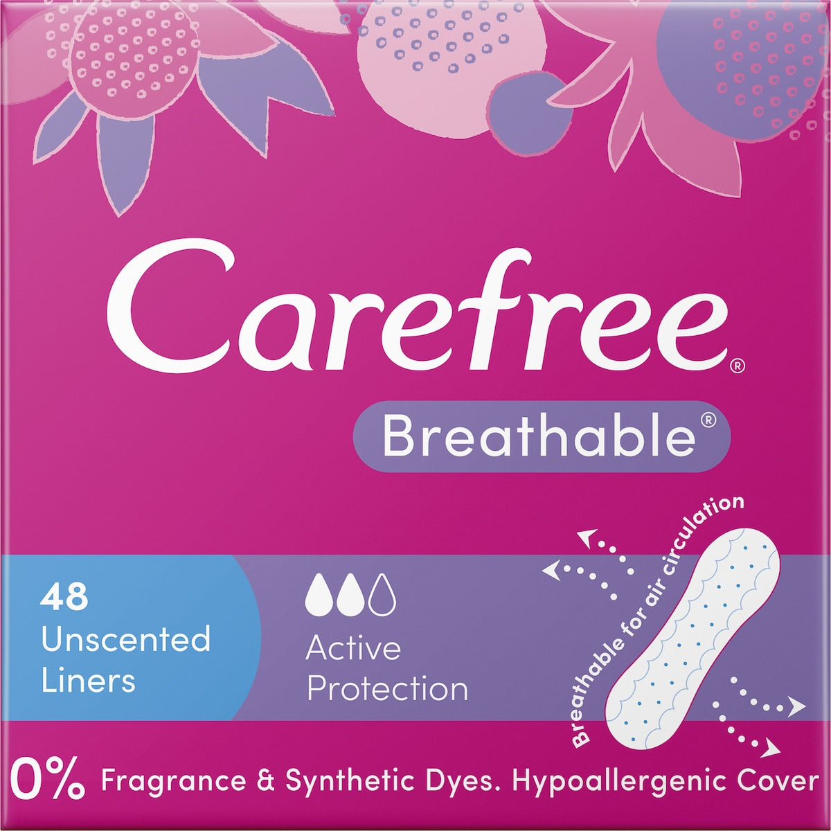 Carefree Liners Breathable Unscented 48 Pack