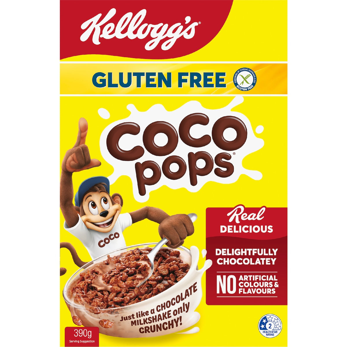 Kelloggs Gluten Free Coco Pops Breakfast Cereal 390g