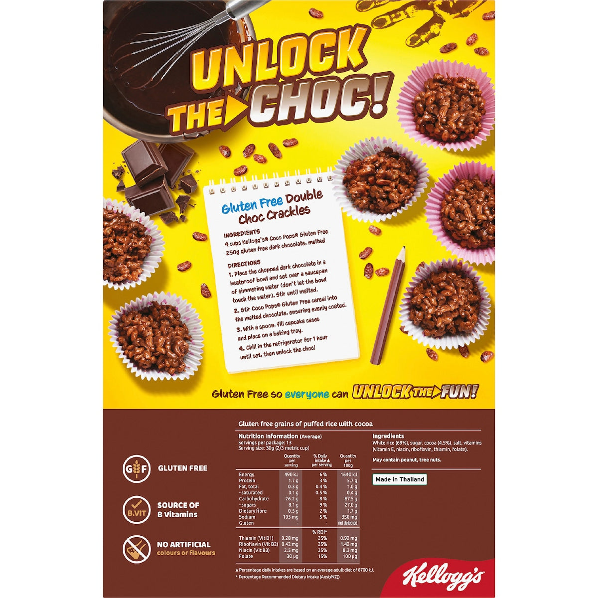 Kelloggs Gluten Free Coco Pops Breakfast Cereal 390g