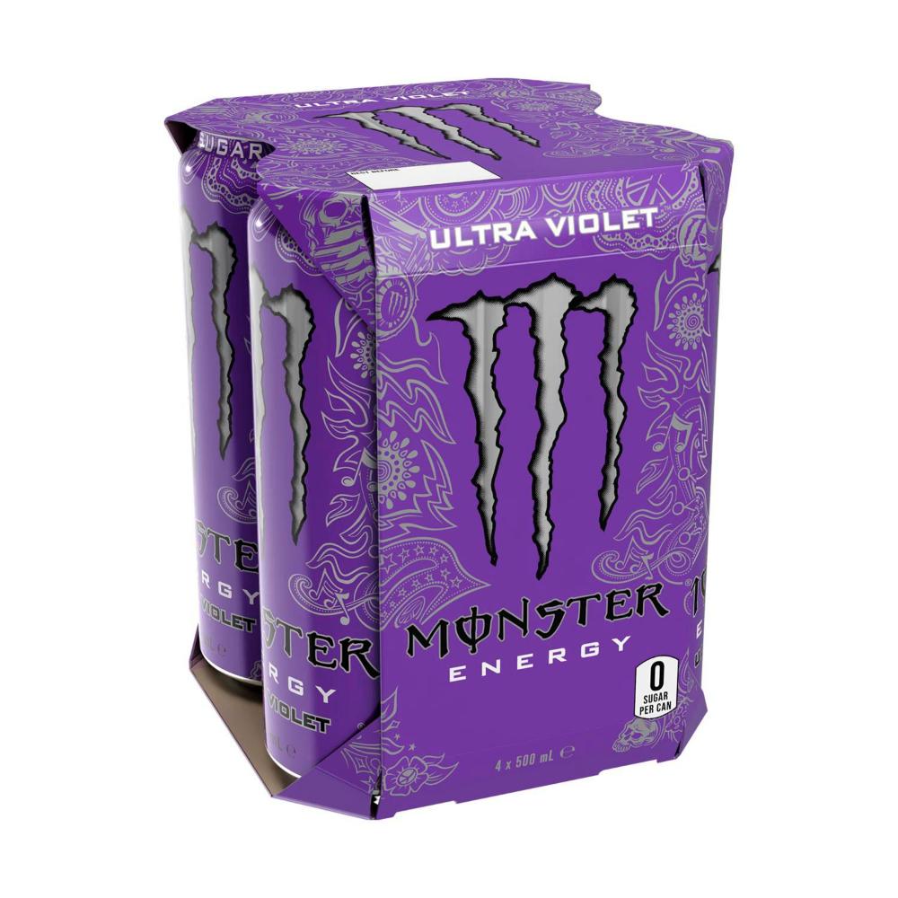 Monster Energy Drink Cans Ultra Violet 500ml x 4 Pack