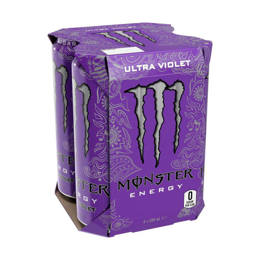Monster Energy Drink Cans Ultra Violet 500ml x 4 Pack