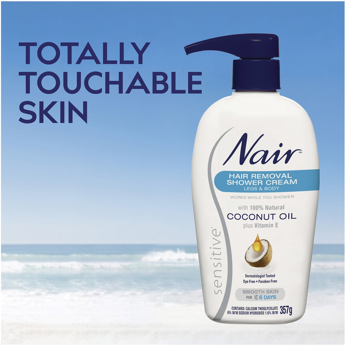 Nair Hair Removal Shower Cream Sensitive Coconut Oil 357g