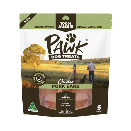 Pawk Chewy Pork Ears Dog Treats - 5 Pack