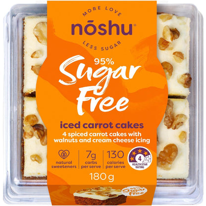 Noshu 95% Sugar Free Iced Carrot Cakes 180g 4 Pack