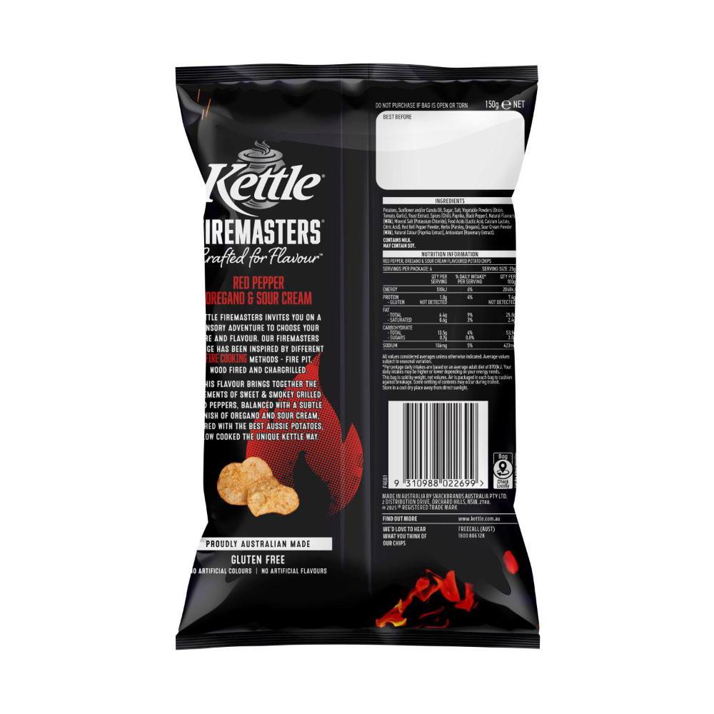 Kettle Firemasters Potato Chips Red Pepper & Sour Cream - 150g