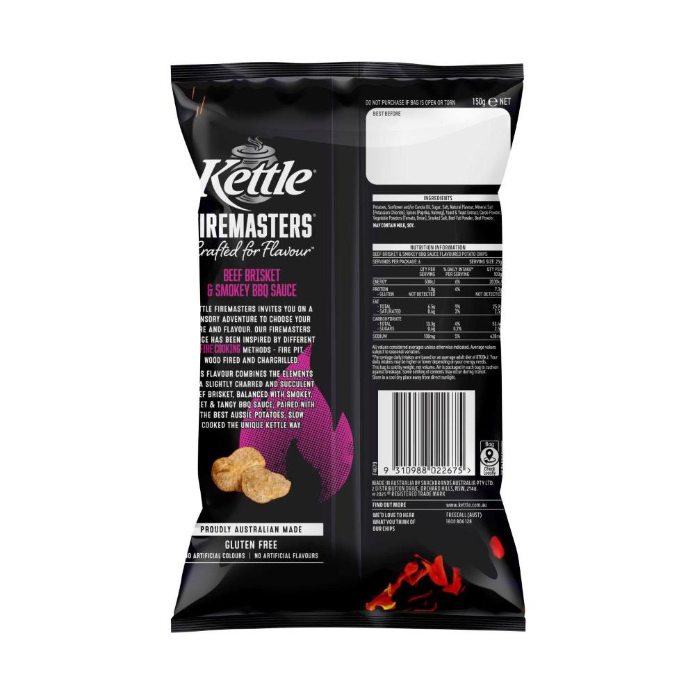 Kettle Firemasters Potato Chips Beef Brisket & Smokey BBQ Sauce - 150g