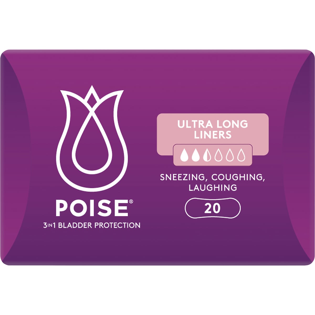Poise Incontinence Liners Ultra Long 20 Pack