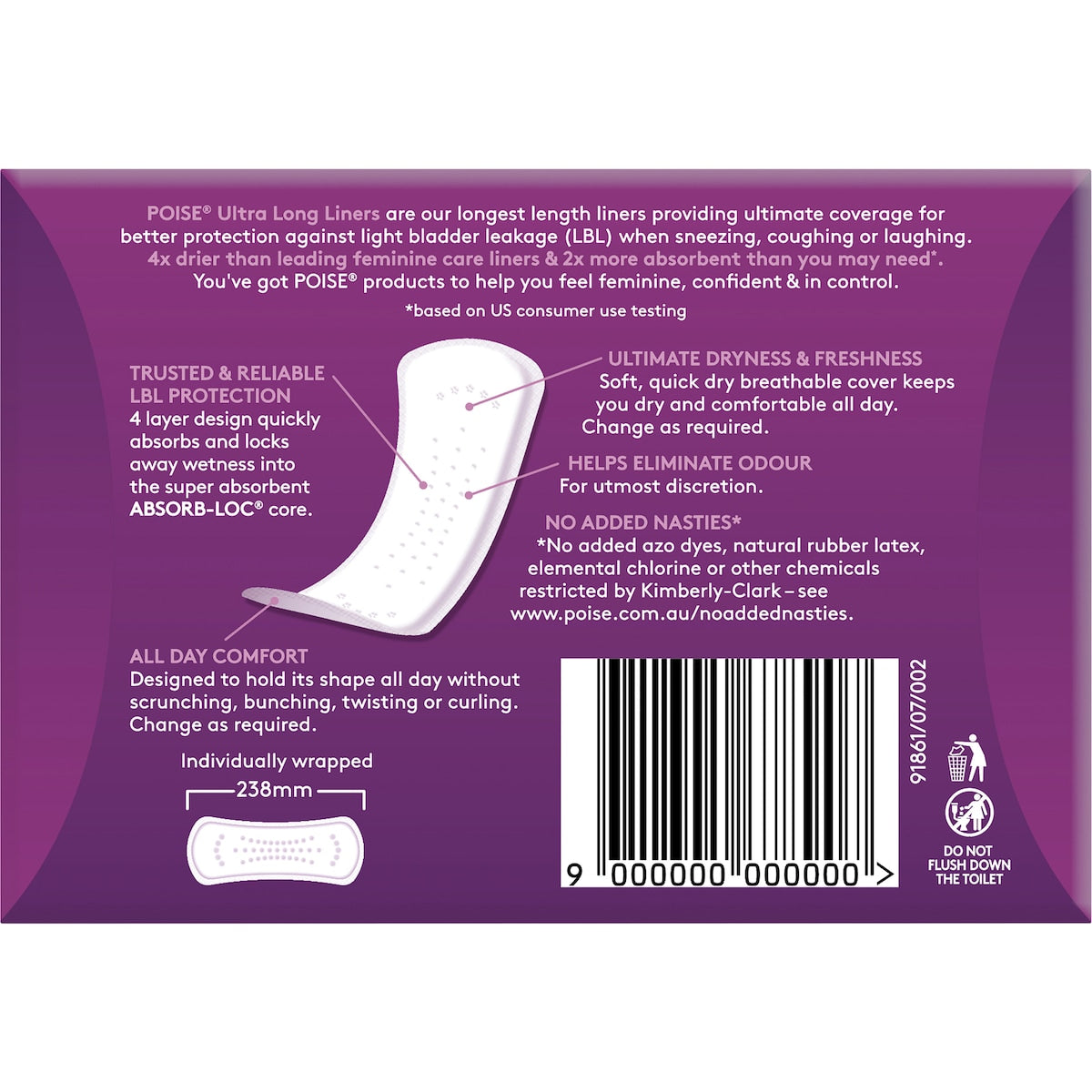 Poise Incontinence Liners Ultra Long 20 Pack