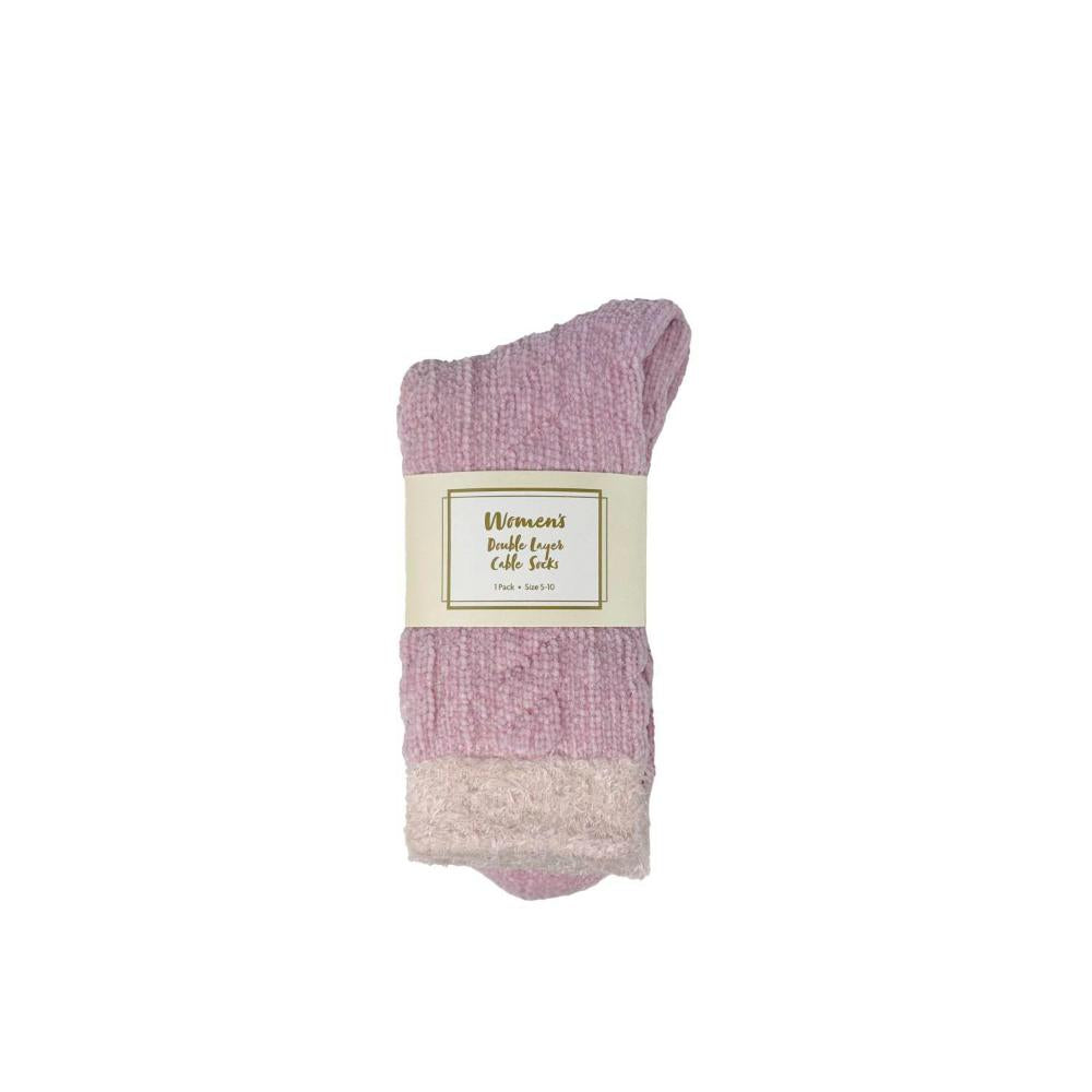 Mix Women's Double Layer Cable Sock - 1 CARTON