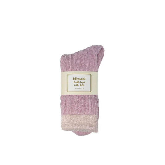 Mix Women's Double Layer Cable Sock - 1 CARTON
