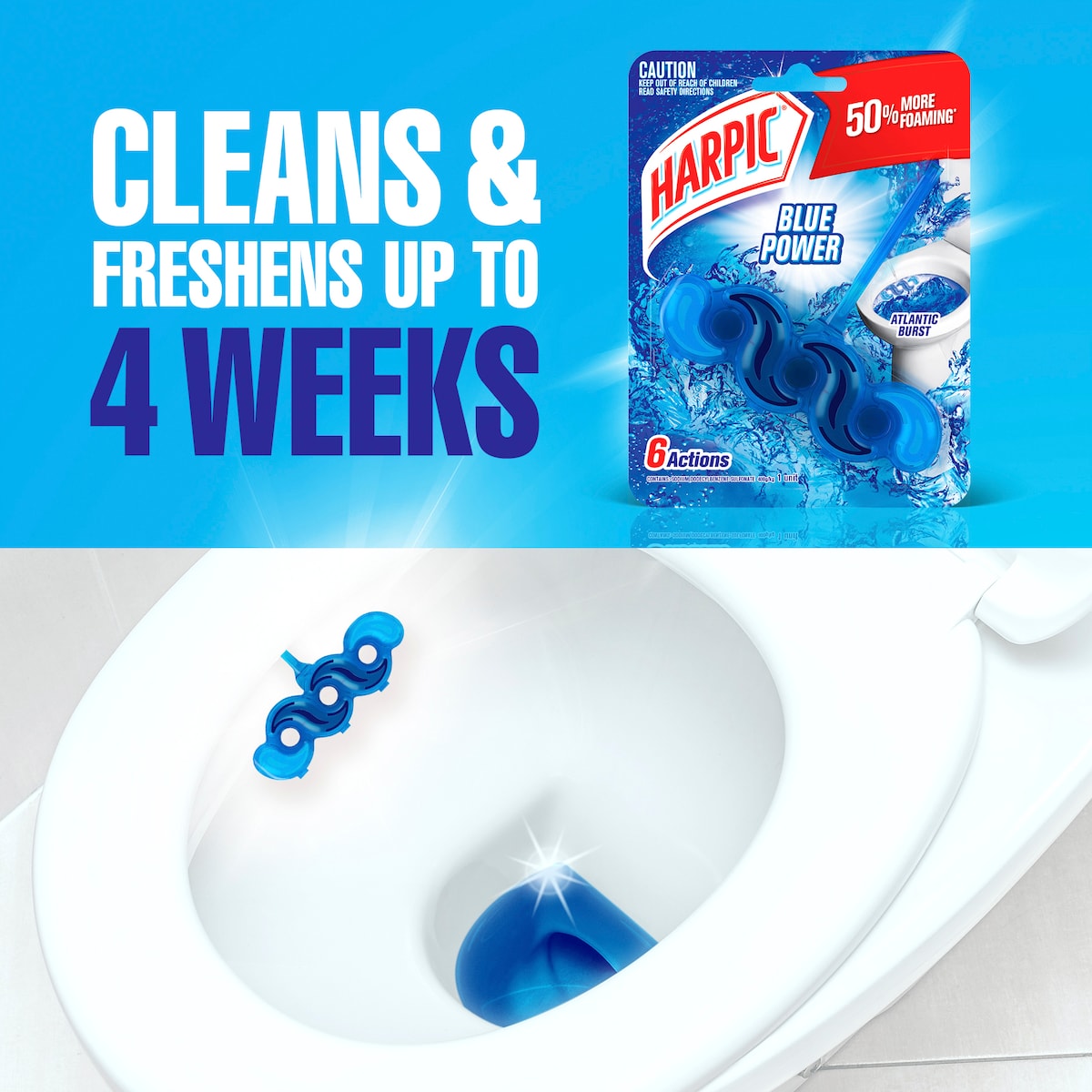 Harpic Blue Power Atlantic Burst Toilet Cleaner Block Each