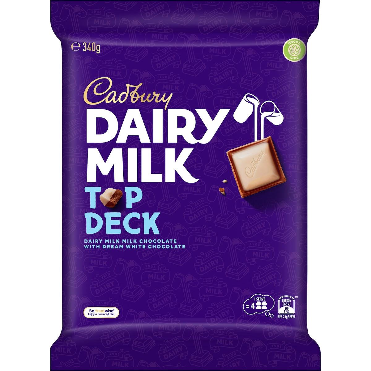 Cadbury Dairy Milk Large Top Deck Chocolate Block 340g