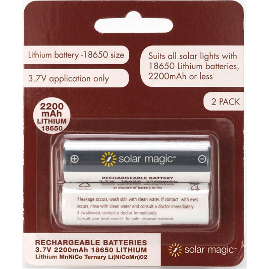 Solar Magic Lithium Ion Rechargeable Batteries - 2200mAh - 2 Pack