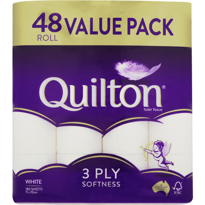 Quilton White 3 Ply Toilet Paper 48 Pack