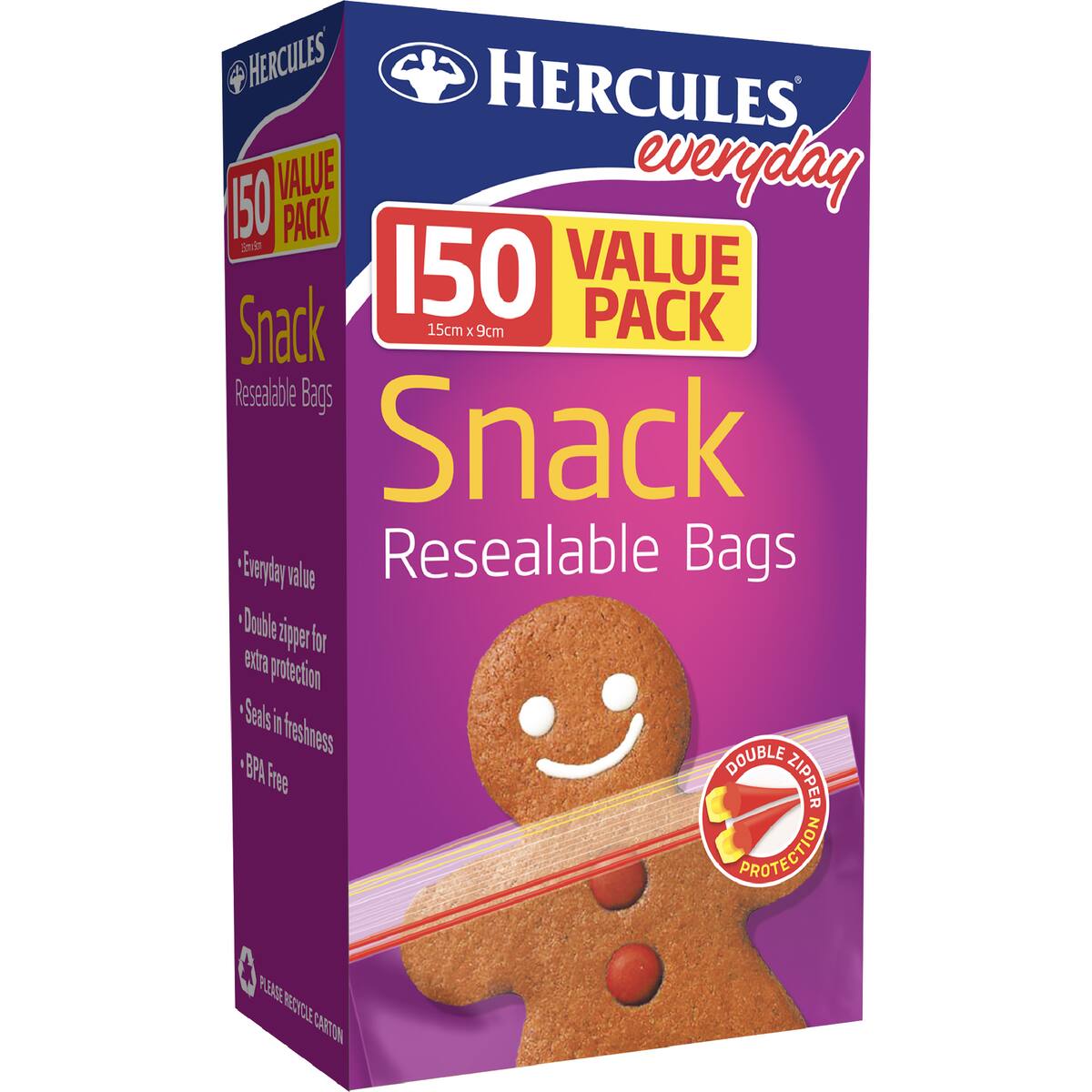 Hercules Everyday Snack Resealable Bags 150 Pack