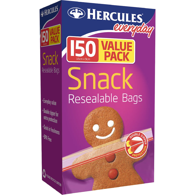 Hercules Everyday Snack Resealable Bags 150 Pack