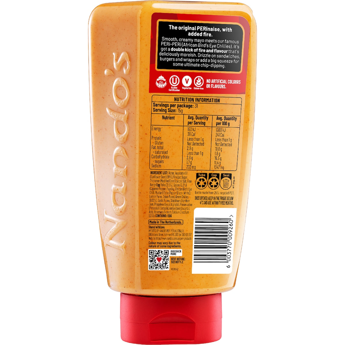 Nandos Perinaise Hot Peri-peri Mayonnaise Sauce 465g
