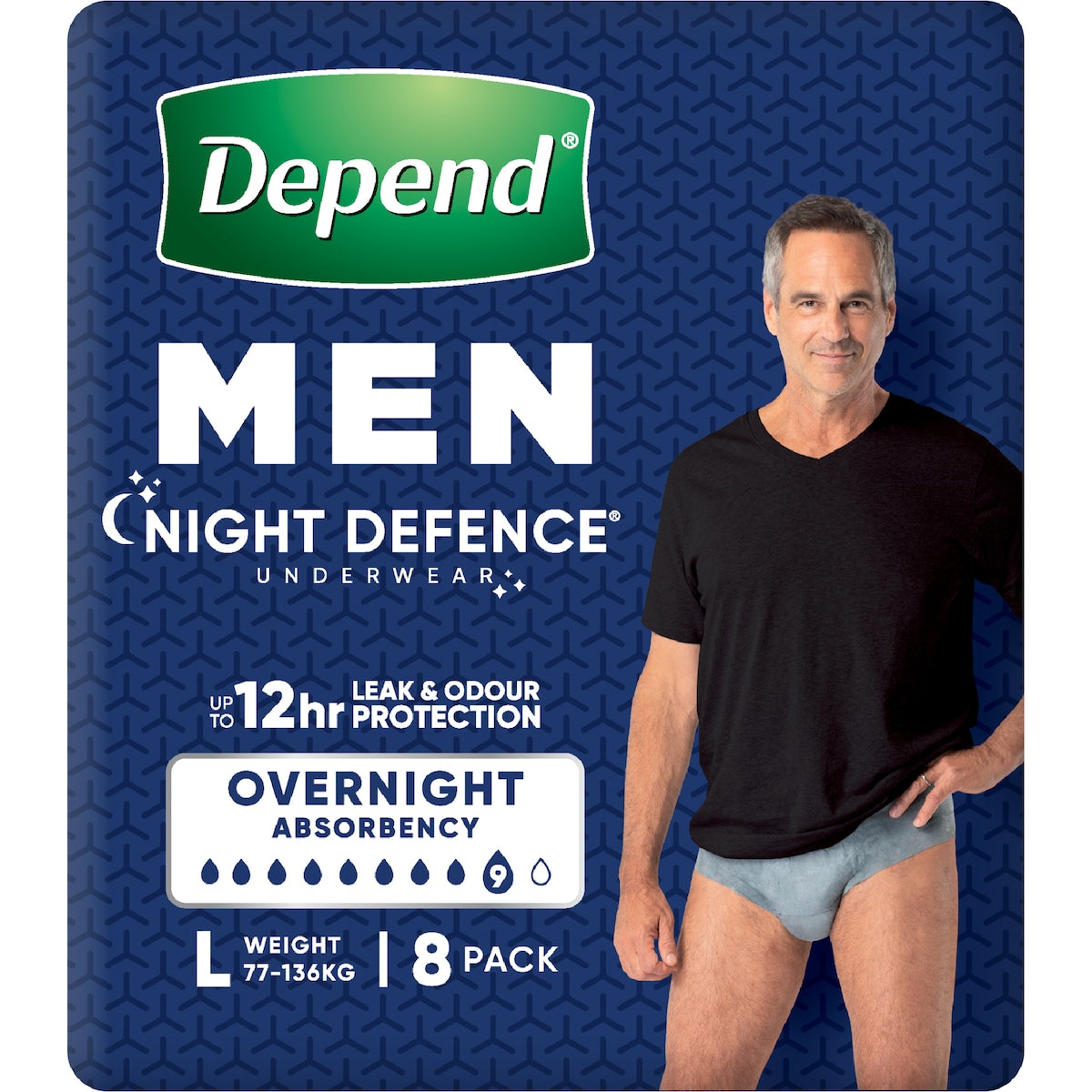 Depend Men Night Defence Incontinence Underwear Large 8 Pack