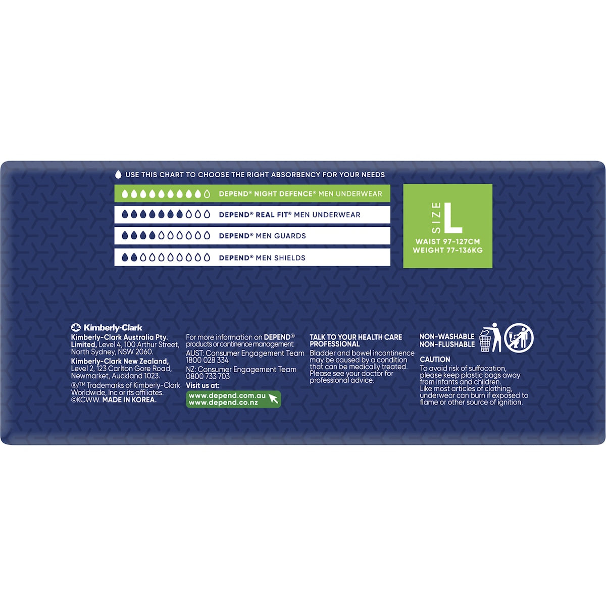 Depend Men Night Defence Incontinence Underwear Large 8 Pack