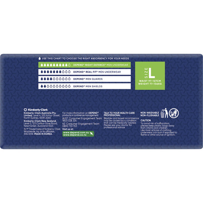 Depend Men Night Defence Incontinence Underwear Large 8 Pack