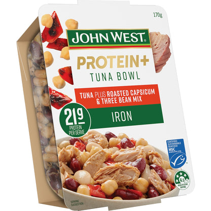 John West Protein Tuna Bowl Roasted Capsicum Kidney Bean Chickpeas 170g