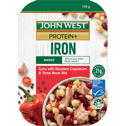 John West Protein Tuna Bowl Roasted Capsicum Kidney Bean Chickpeas 170g