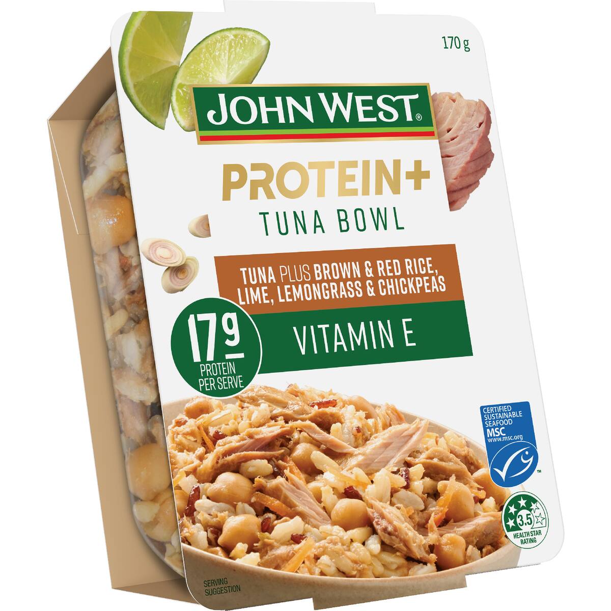 John West Protein Tuna Bowl Brown Rice Lime Lemongrass & Chickpeas 170g