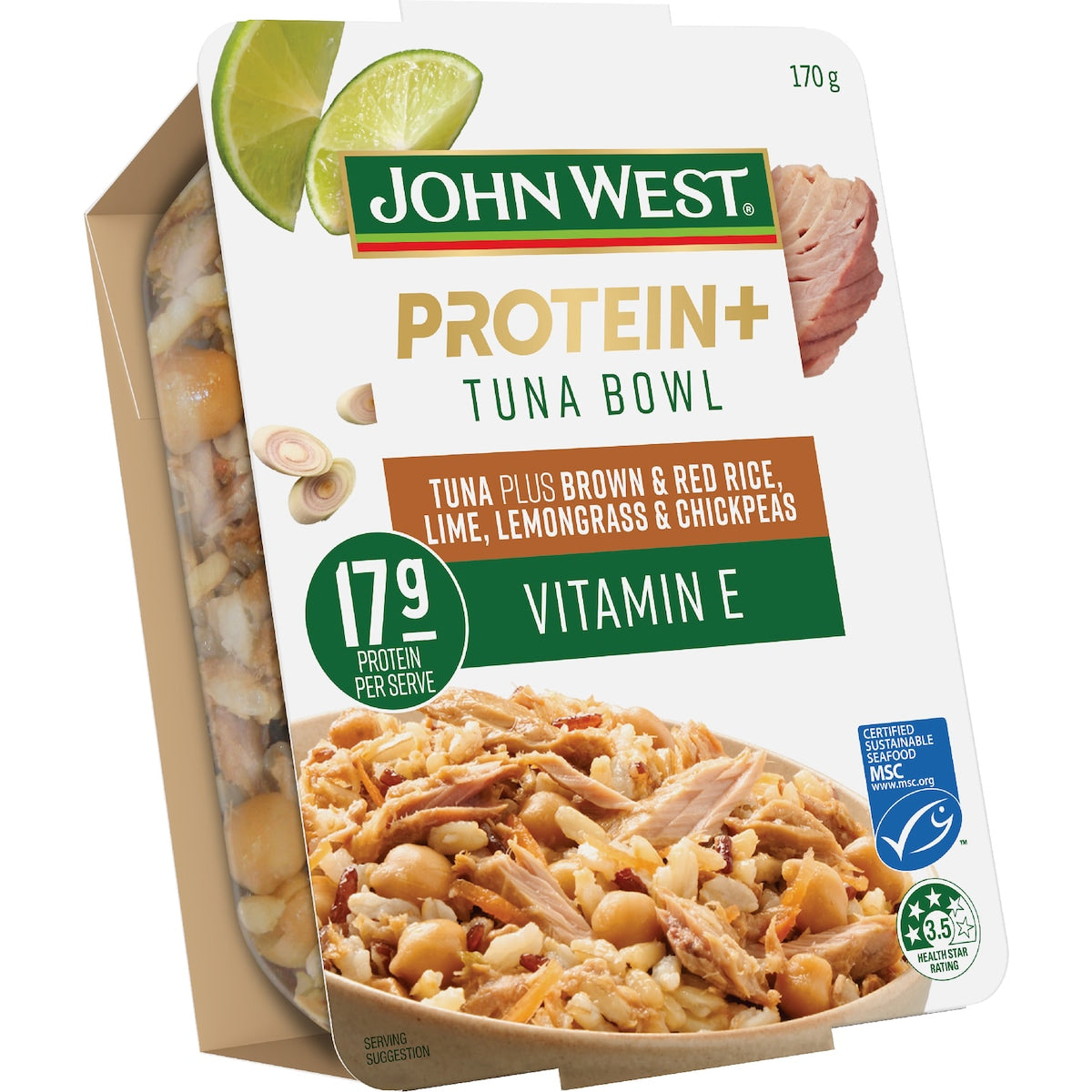 John West Protein+ Vitamin E Tuna Bowl Red Rice Lemongrass& Chickpeas 170g