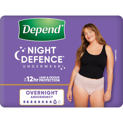Depend Night Defence Incontinence Underwear For Women Large 8 Pack