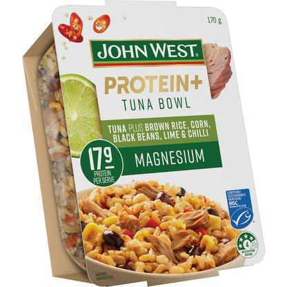 John West Protein Tuna Bowl Brown Rice Corn Black Beans Lime Chilli 170g