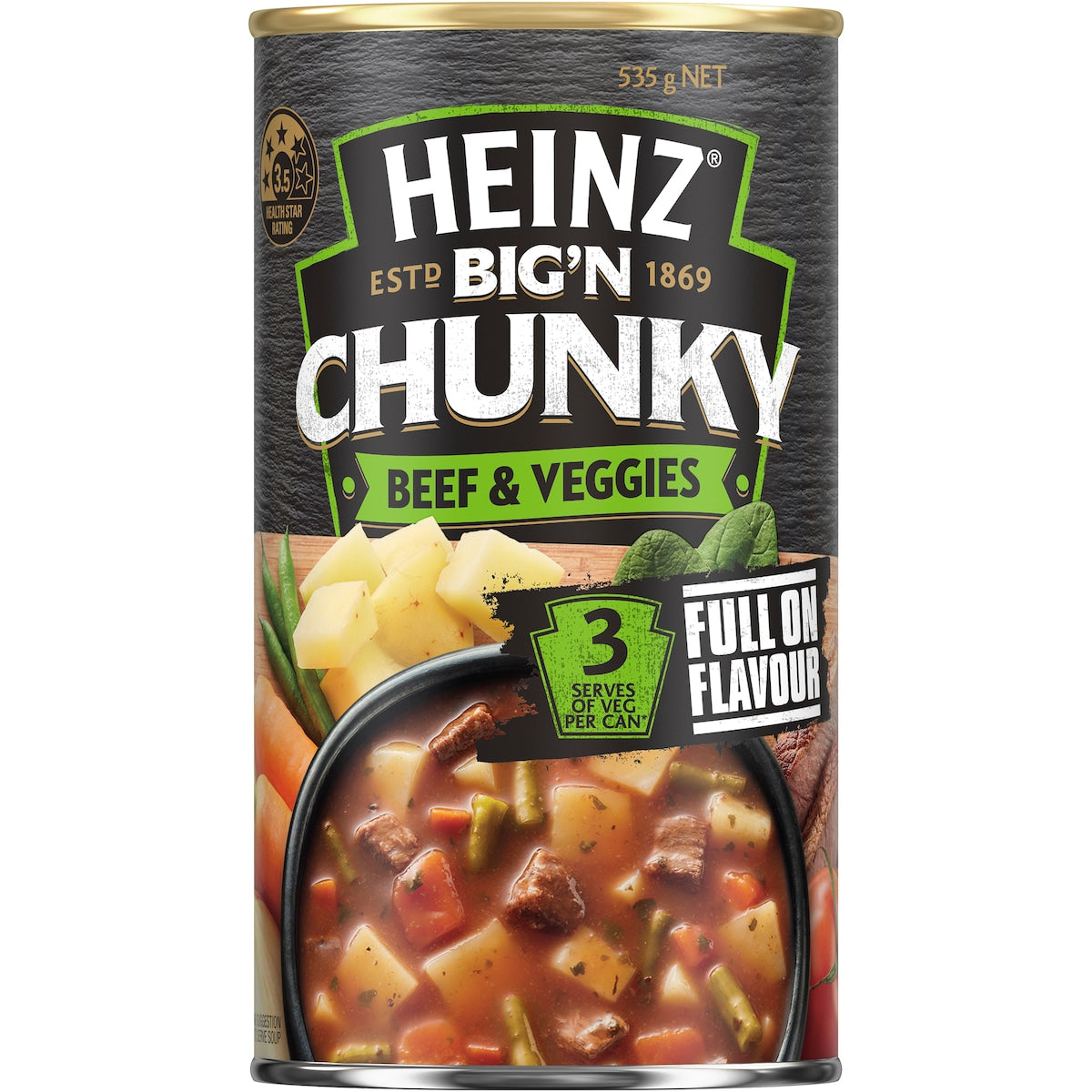 Heinz Big N Chunky Beef & Vegetable Soup Veggie Ready Meals 535g