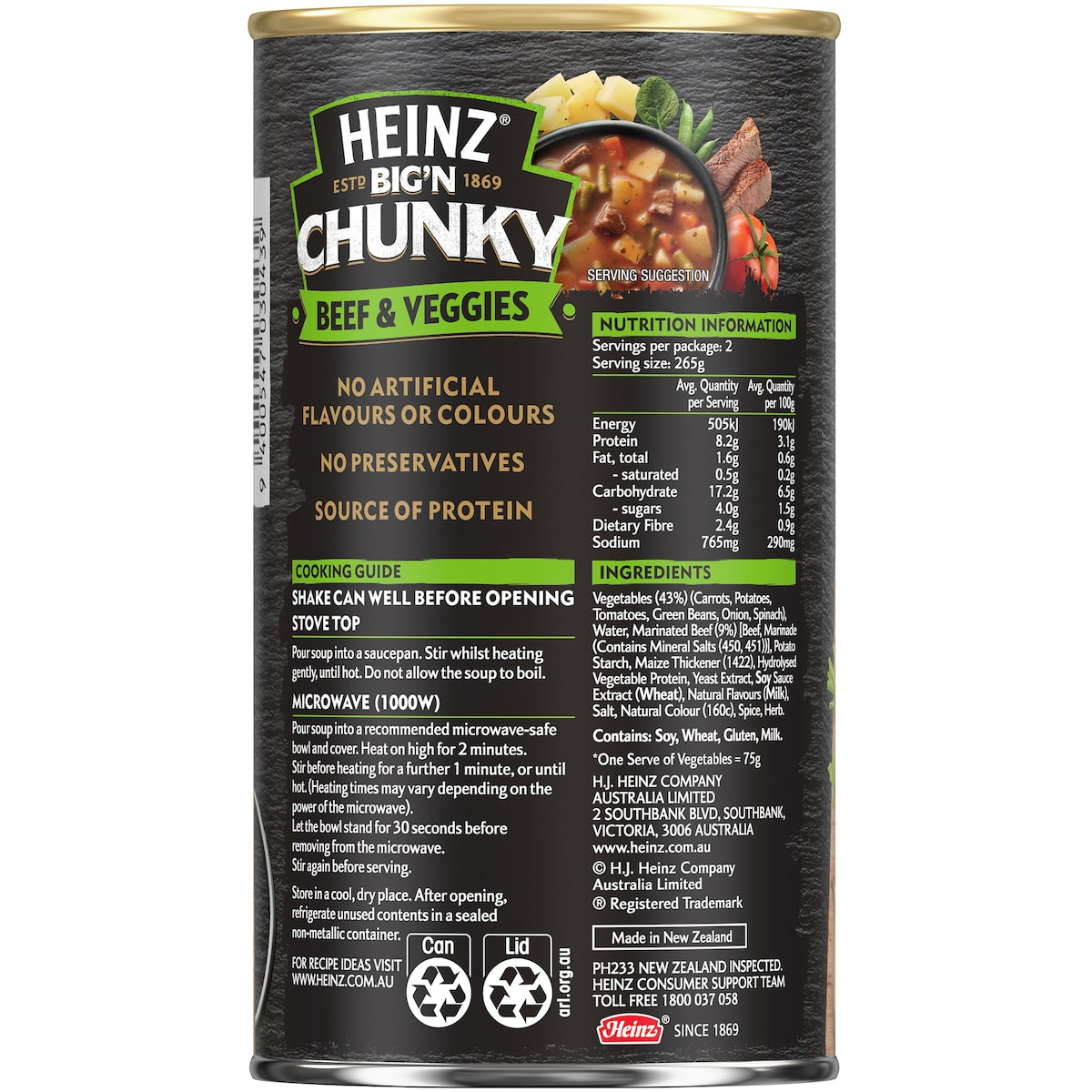 Heinz Big N Chunky Beef & Vegetable Soup Veggie Ready Meals 535g