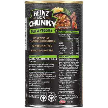 Heinz Big N Chunky Beef & Vegetable Soup Veggie Ready Meals 535g