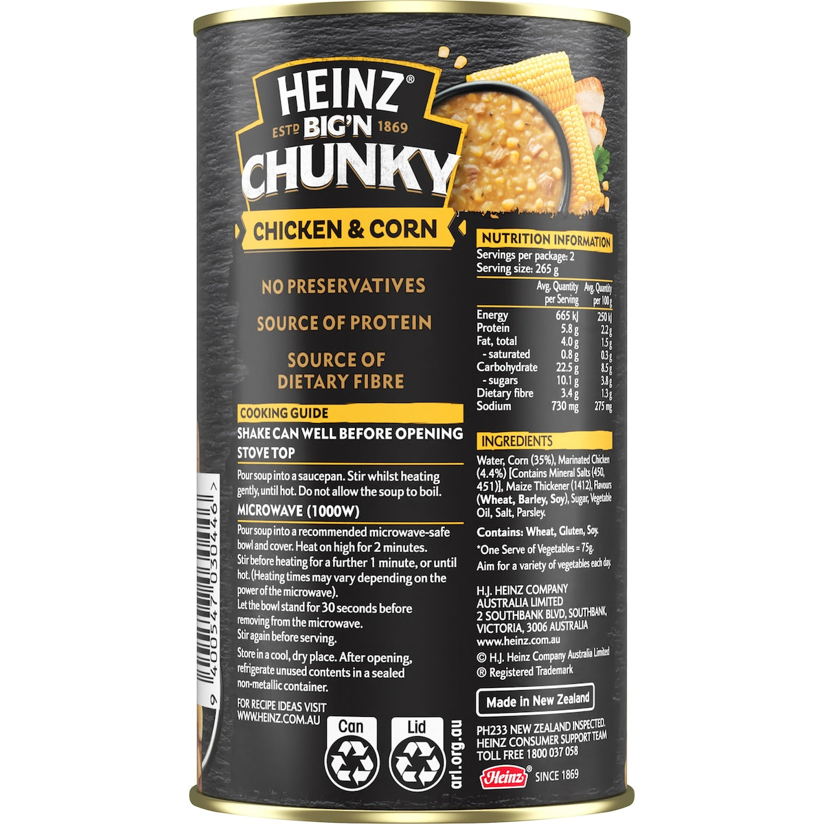 Heinz Big N Chunky Chicken & Corn Soup Tinned Ready Meals 535g