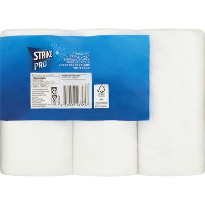 Strike Pro 3 Ply Paper Towel 3 X 60 Pack
