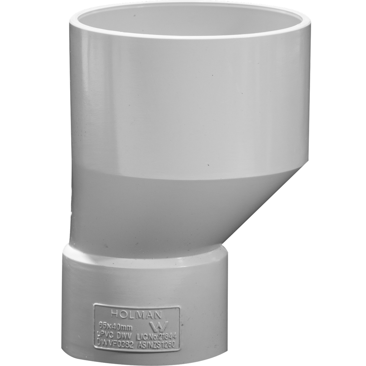 Holman 65mm x 40mm PVC DWV Taper Level Invert - Sewer & Vent Use