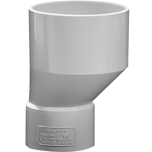 Holman 65mm x 40mm PVC DWV Taper Level Invert - Sewer & Vent Use