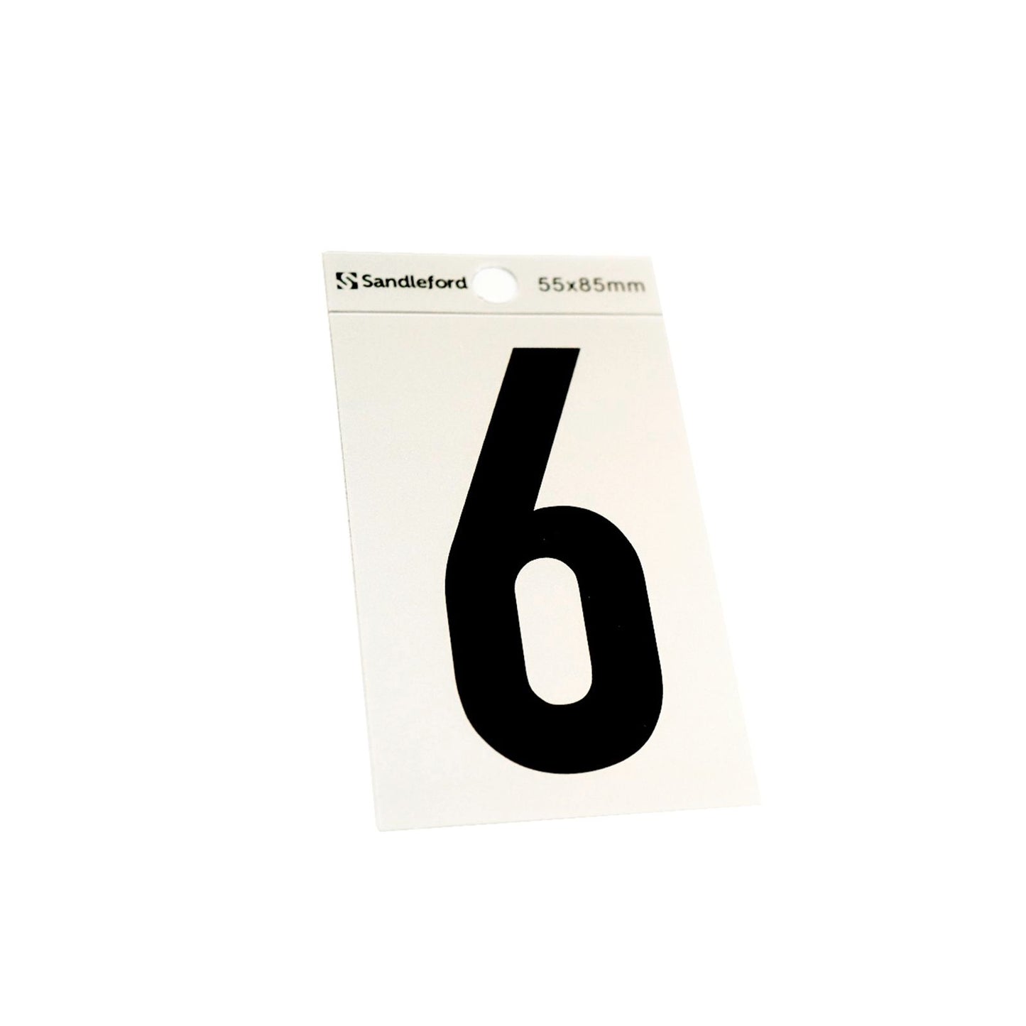 Sandleford Self Adhesive House Number 6 - 85mm - Silver/Black
