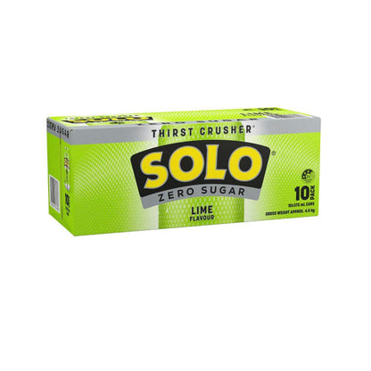 Solo Zero Sugar Lime Soft Drink 375ml - 10 Pack