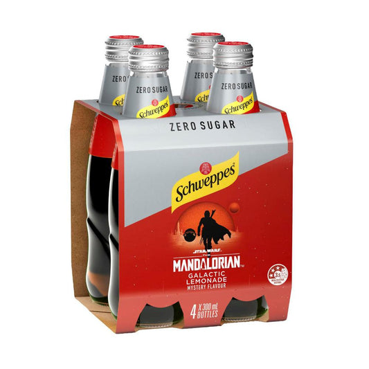 Schweppes Star Wars The Mandalorian Galactic Lemonade Mystery Flavour Soft Drink 300ml x 4 Pack