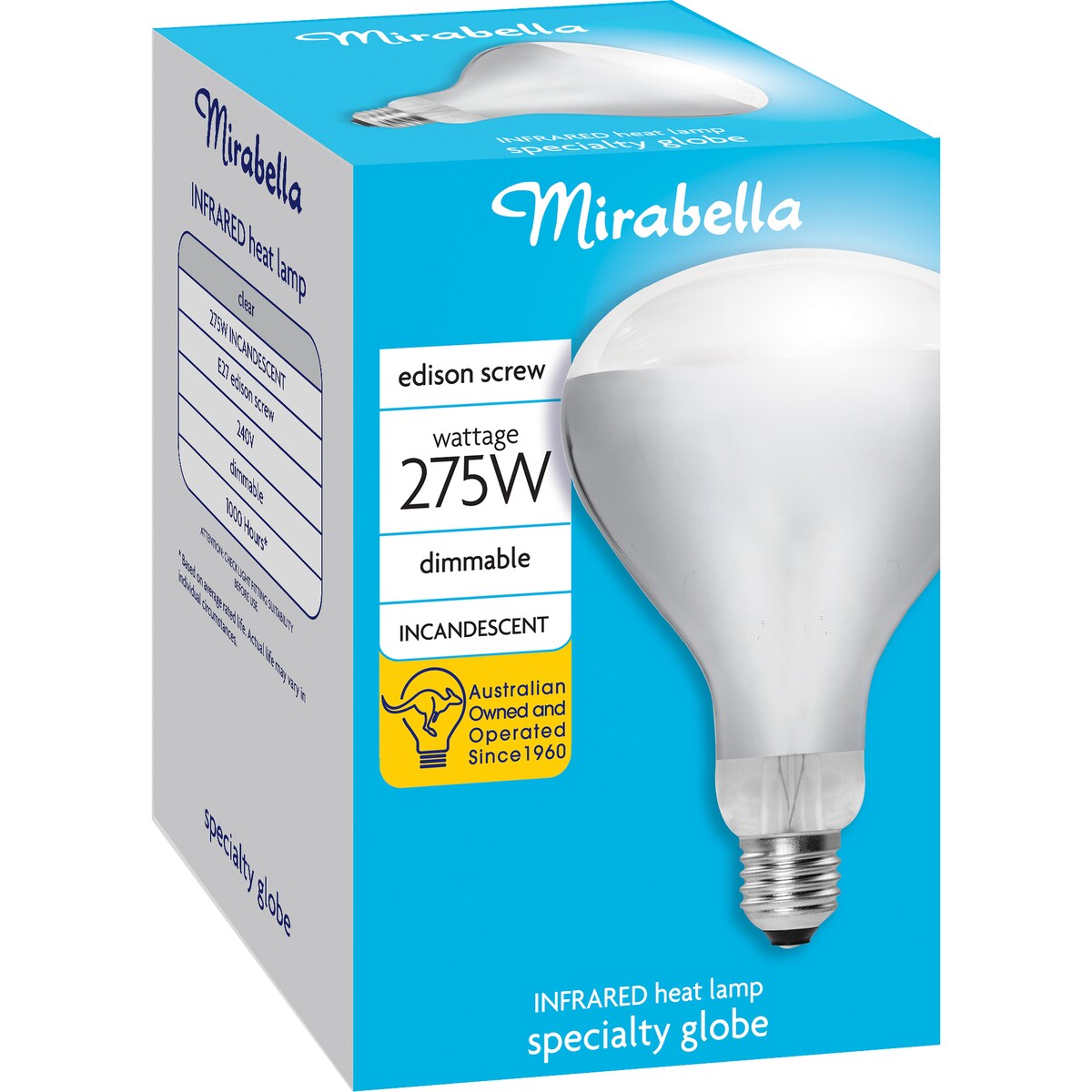 Mirabella Edison Screw 275w Dimmable Infrared Heat Lamp Each