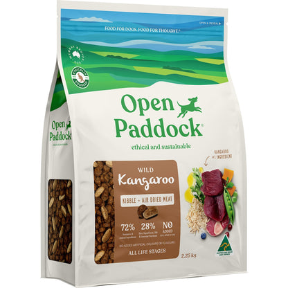Open Paddock Wild Kangaroo Kibble & Air Dried Dry Dog Food 2.25kg