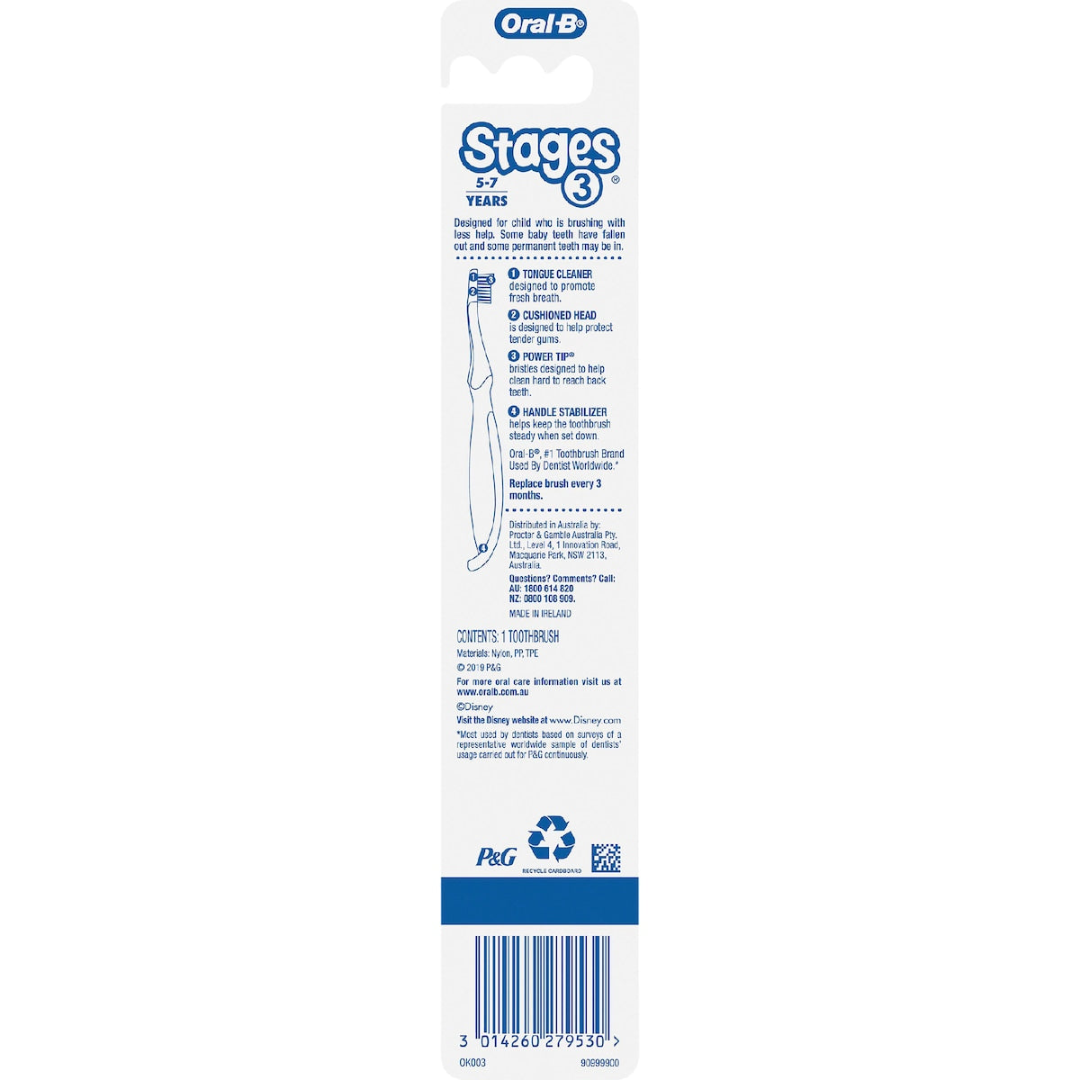 Oral-b Kids Clean Cars Toothbrush 5-7 Years Each